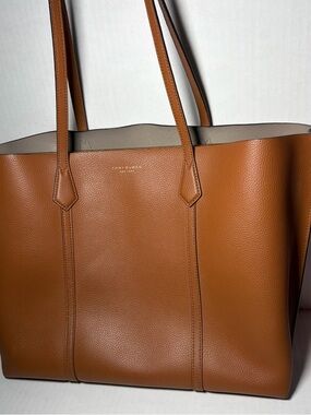 Tory Burch Perry Brown Tri Compartment Large Tote Bag